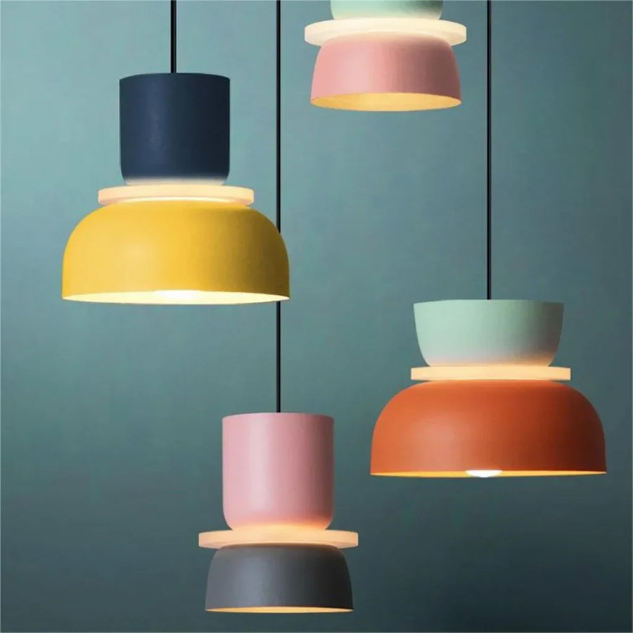 LuxeLume - Modern Color Block Pendant Light with Layered Design