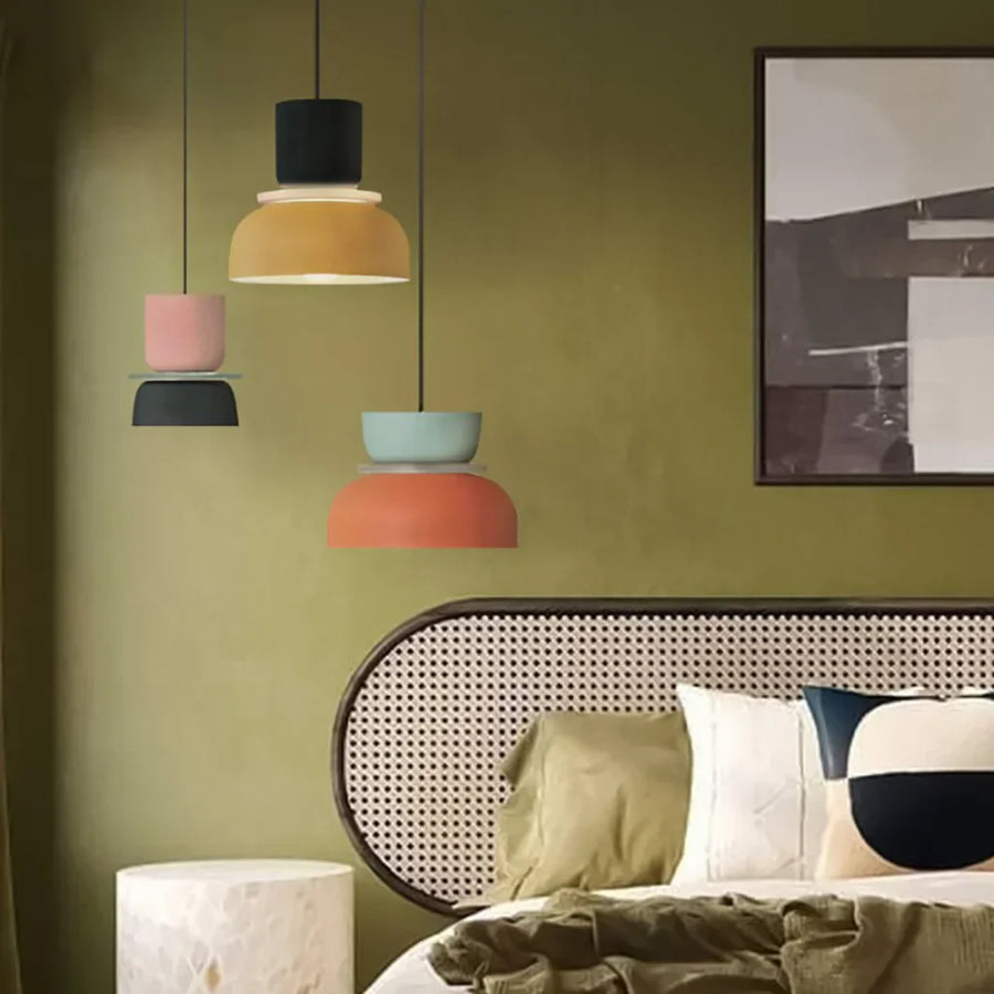 LuxeLume - Modern Color Block Pendant Light with Layered Design