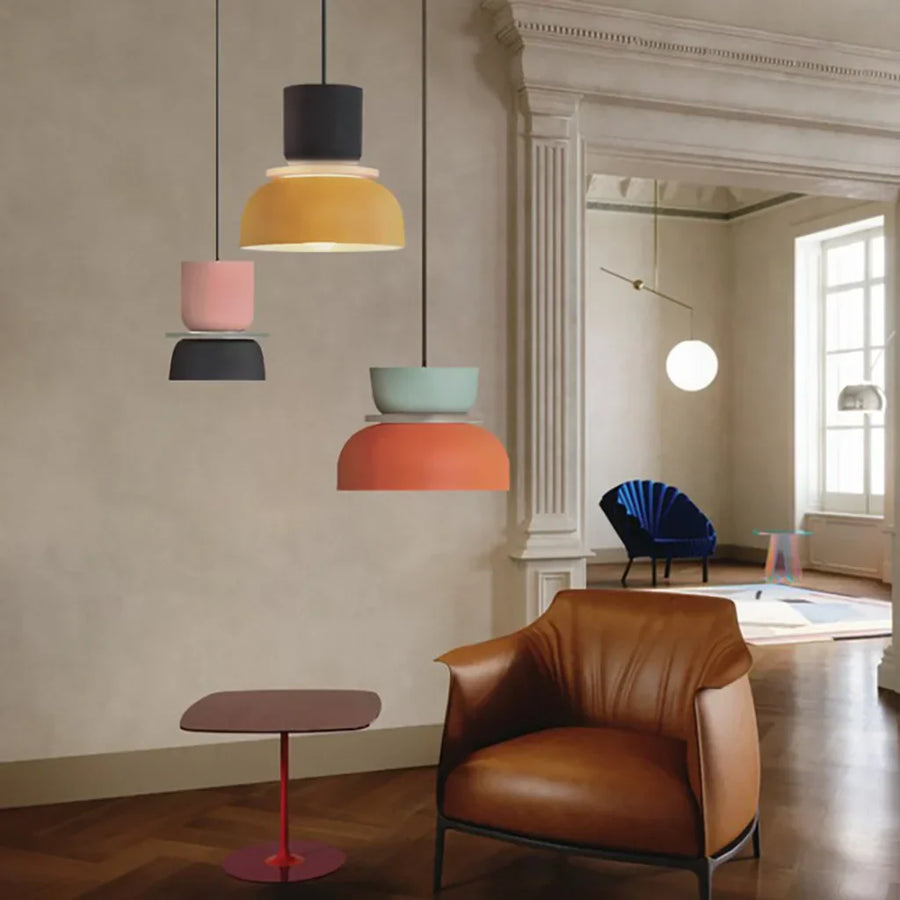 LuxeLume - Modern Color Block Pendant Light with Layered Design