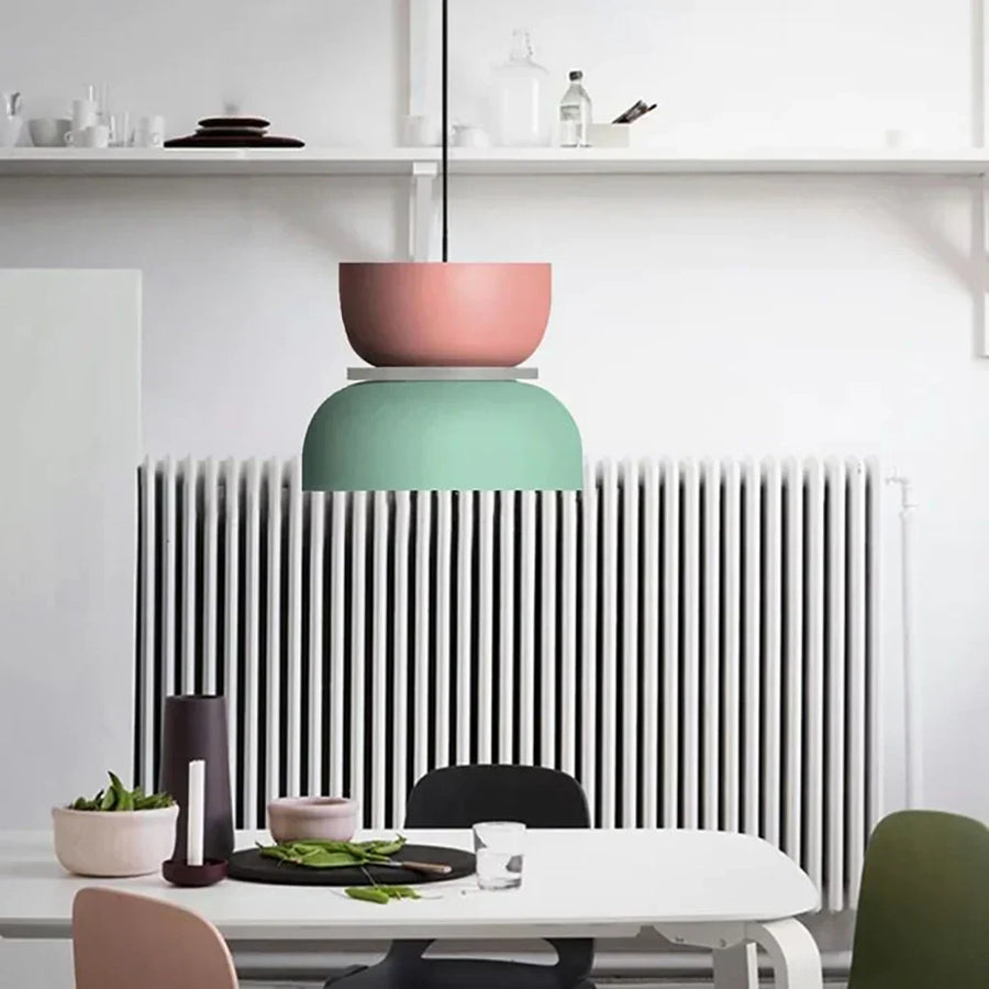LuxeLume - Modern Color Block Pendant Light with Layered Design