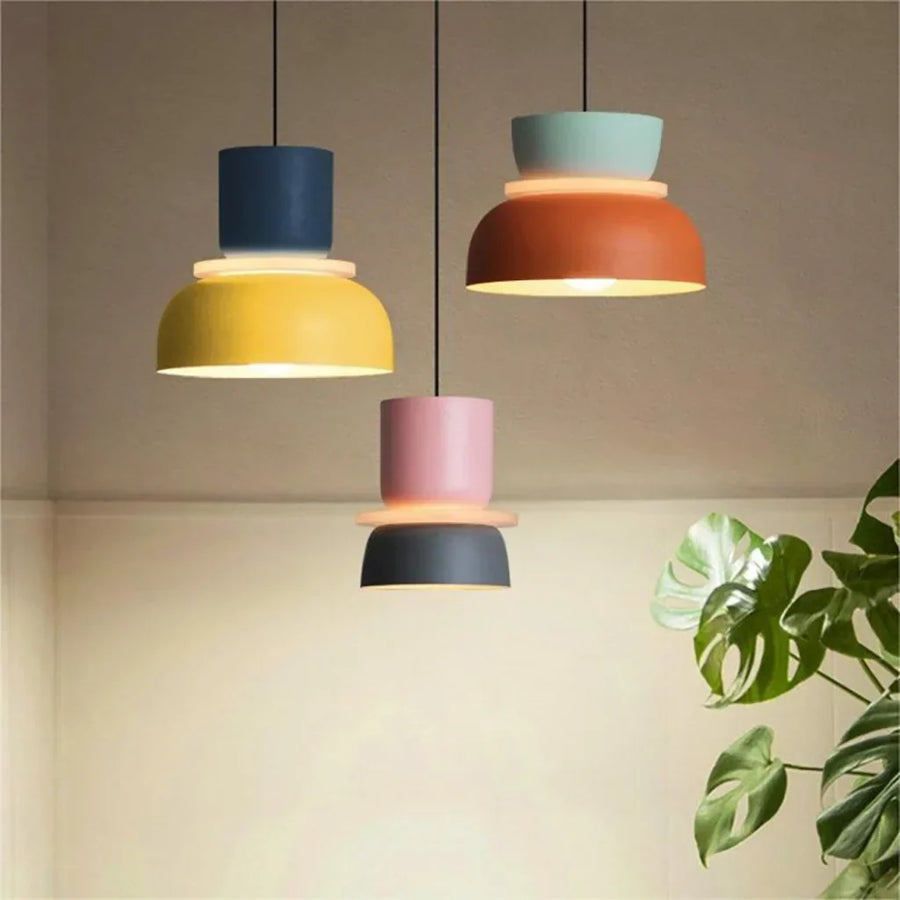 LuxeLume - Modern Color Block Pendant Light with Layered Design