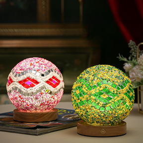 LumiMosaic - Artistic boho table lamp with intricate mosaic design and soft glow